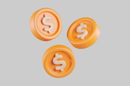 Preview: Three orange coins with dollar sign.