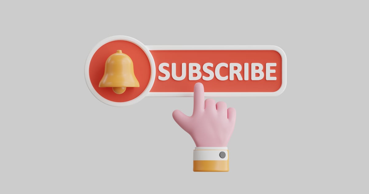 Subscribe notification button with hand 3D, Incl. alert & button - Envato