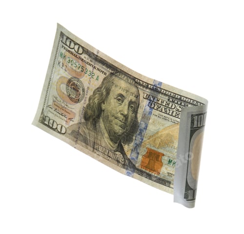 Preview: One hundred dollar banknote on white background. American national currency