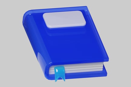 Preview: Blue book with white rectangle on the cover