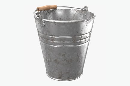Aperçu: Seau en métal vieilli avec manche en bois
