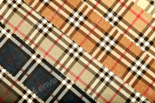 Preview: Plaid fabric color catalog. Set Tartan Seamless Pattern.
