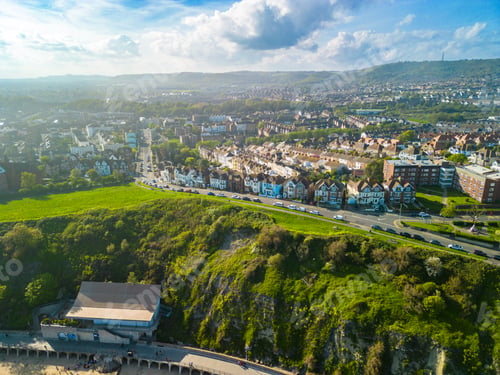 Preview: Aerial view of the english coast in Folkestone, Kent