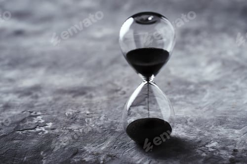 Preview: Hourglass on the dark background with copy space. Concept of running out of time and deadline