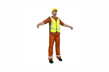 Preview: Construction worker in high-visibility apparel with extended arms