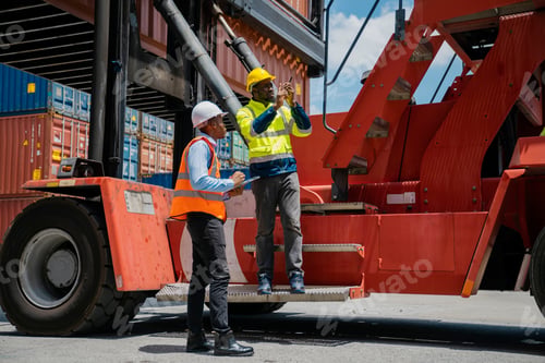 Preview: African American working engineer foreman explaining the step-by-step process.