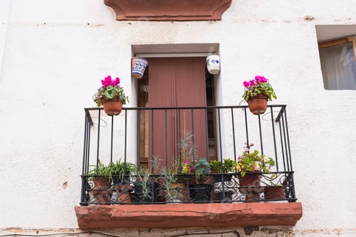 Preview: Classic balcony with flowers and green plants