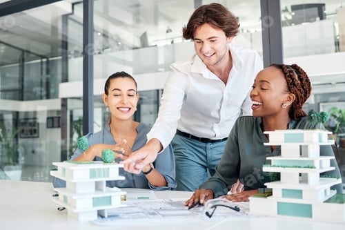 Preview: Architecture, building engineering or designers and 3d model, construction or real estate structure