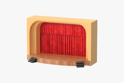 Aperçu: Scène de théâtre intérieure avec rideaux rouges