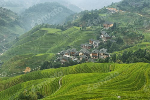 Preview: Views of green Longji terraced fields and Tiantouzhai village