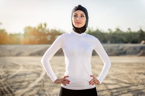 Preview: Arabian woman training outdoors
