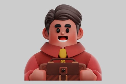 Preview: Cartoon businessman with briefcase figure