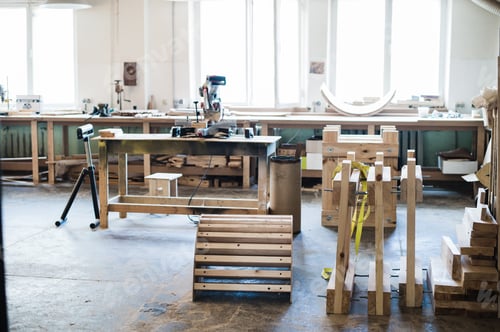Preview: Carpentry workshop with tools and supplies