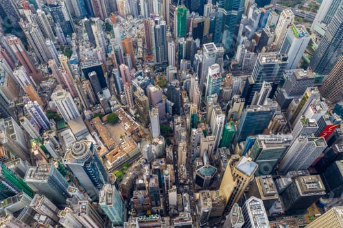 Preview: Central, Hong Kong 29 April 2019: Top down view of Hong Kong urban city