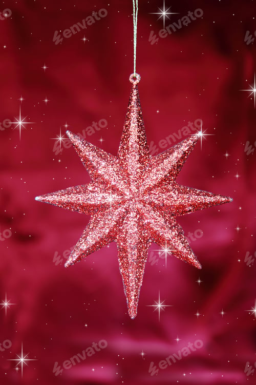 Preview: Christmas Star Ornament On Bordeaux Background