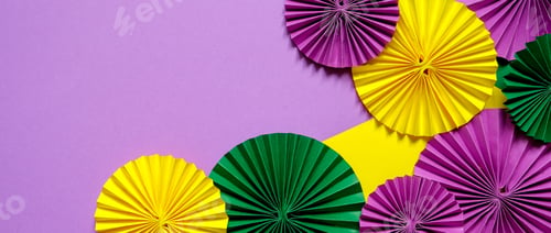 Preview: Mardi gras.Holidays mardi gras masquarade, venetian mask fan over purple background. view above,ma