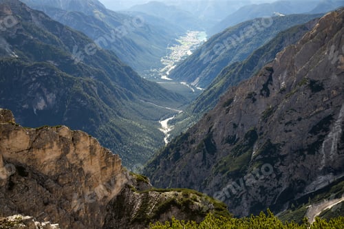 Preview: Aerial view the road to Aurunzo di Cadore, Dolomites, Italy.