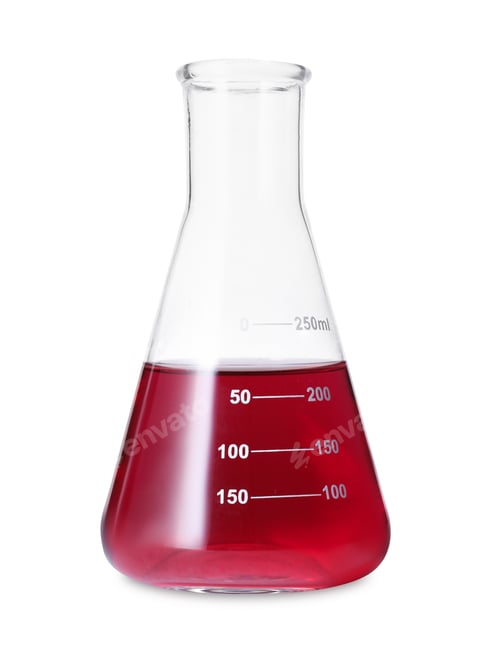 Preview: Flask with red liquid isolated on white