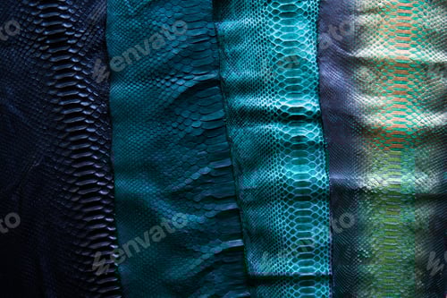 Preview: Four different tonFour different tones of trendyes of trendy green painted snake python skin surface