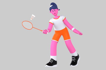 Preview: Badminton player in action.