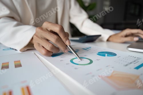 Preview: Professional Business Analysis with Graphs and Charts in a Modern Office Setting for Strategic