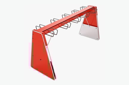 Preview: Red Metal Scooter Parking Rack with Loops