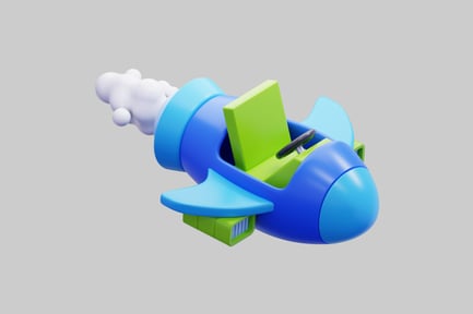 Preview: 3D Cartoon Rocket Car Illustration
