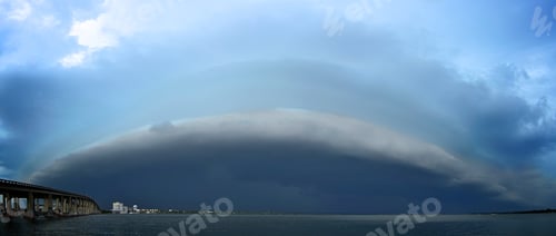 Preview: A storm with a shelf cloud moves eastward over the Indian River Lagoon from Cocoa, Florida, USA