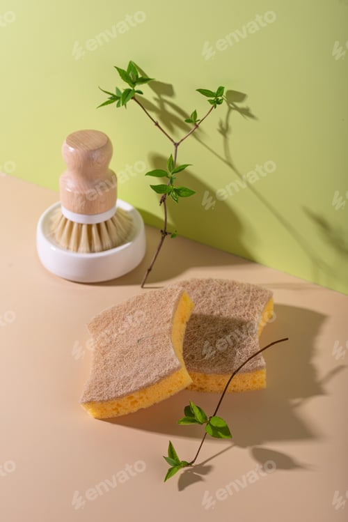 Preview: Eco cleaning with sponges, sustainable concept