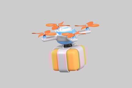 Preview: Cartoon delivery drone with package