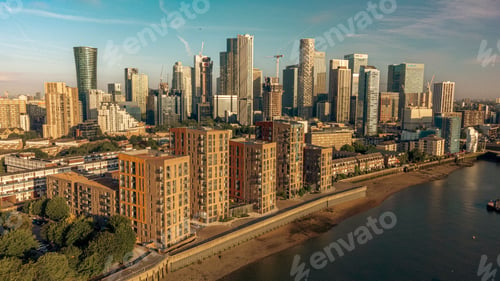 Preview: Early Morning Drone Shot of Canary Wharf