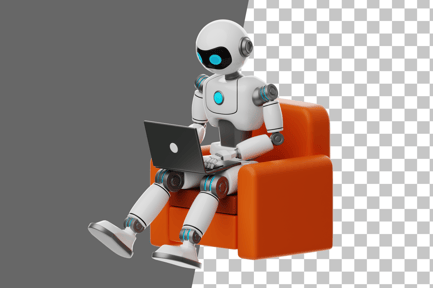 Preview: Robot Using a Laptop 3D Illustration