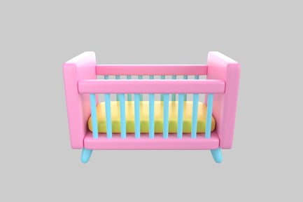Preview: Pink crib with blue accents