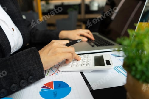 Preview: Businesswoman accountant or female finance making calculations. Savings, Business Financing Accounti