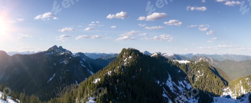 Preview: Aerial Panorama of Canadian Mountain Landscape Nature Background.