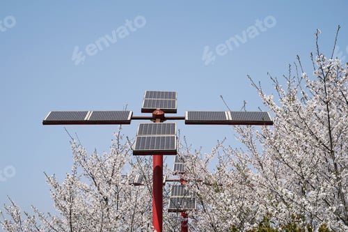 Preview: Ecological Energy Renewable Solar Panel Plant With Urban Landscape Landmarks