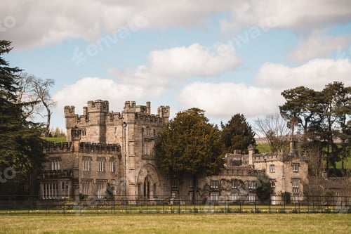 Preview: Majestic view of the area around Bolton Abbey, England, Great Britain against the cloudy blue sky