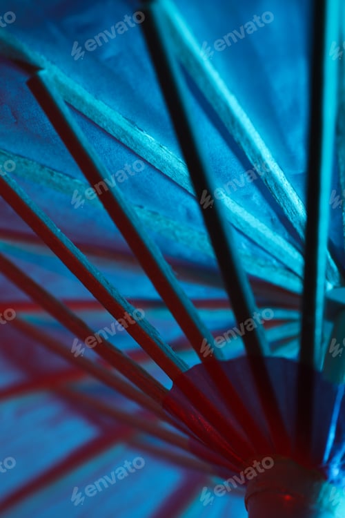 Preview: A beautiful Japanese umbrella with blue illumination