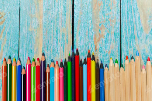Preview: Colored pencils on a wooden board