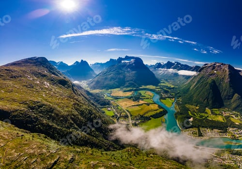 Preview: Rampestreken in Andalsnes, Norway. A famous tourist viewpoint