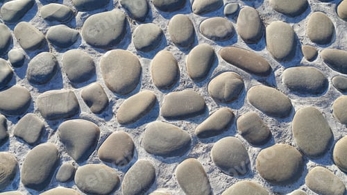 Preview: Road paved with large stones, stone pavement, texture of the stones