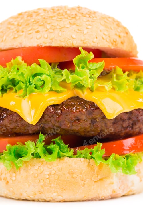 Preview: Hamburger with fresh vegetables.