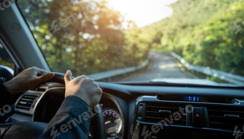 Preview: people driving car on mountain road