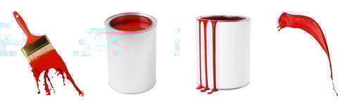 Preview: Red Paint Brush, Cans, and Splash on White