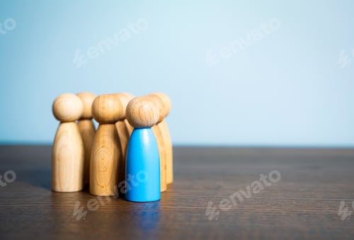 Preview: Leader and group. Leadership concept. Cooperation and teamwork.