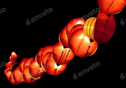 Preview: Low angle shot of Mid-Autumn Festival lights on black background