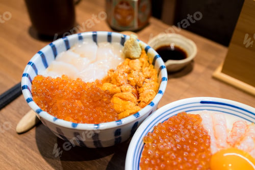 Preview: Sashimi raw fish seafood rice bowl