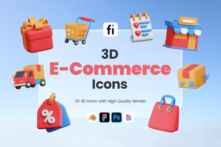 Preview: 3D E-Commerce Shopping Icons