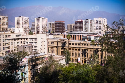 Preview: View of downtown Santiago from Cerro Santa Lucia (Santa Lucia park), Santiago, Santiago Province, Ch