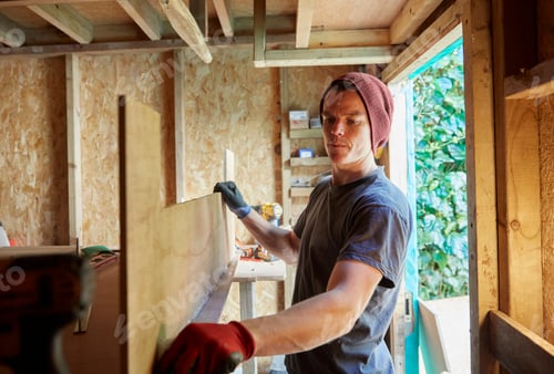 Preview: Carpenter working in shed